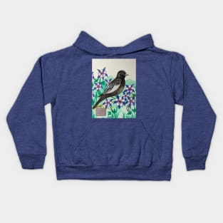 Colorado state bird and flower, the lark bunting and Rocky Mountain columbine Kids Hoodie